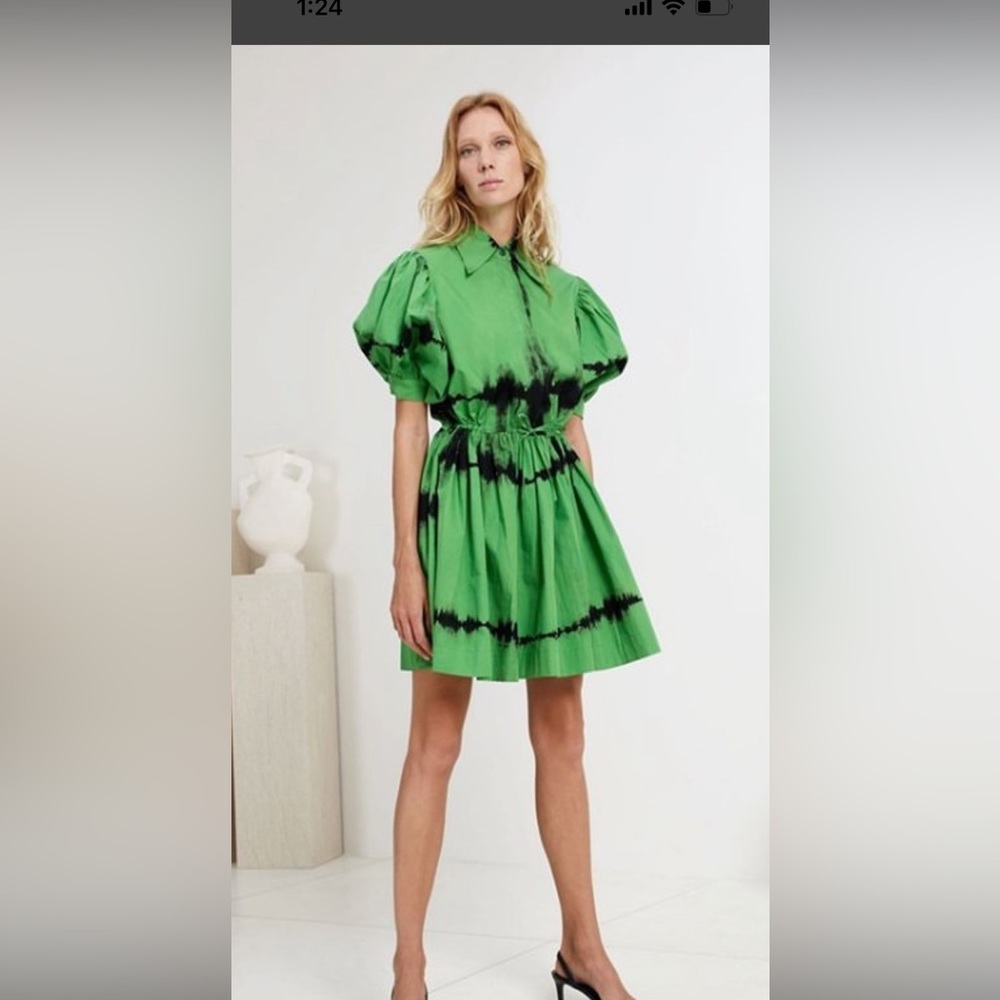 Green Tie-Dye Mini Dress